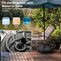 Costway 56Cm Patio Fillable Umbrella Base Stand Water/sand Fit Pole 38 & 48 mm - thumbnail 5