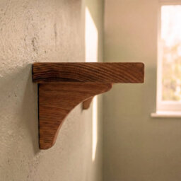 Off the Grain Oak Wall Shelf With Wooden Brackets- 30Cm Wall Shelf - thumbnail 4