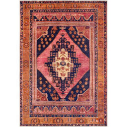 Livabliss Amelie-Washable Orange Pink Traditional Vintage Boho Living Dining Rug 160 X 220 Cm Easy Care, Non Shedding