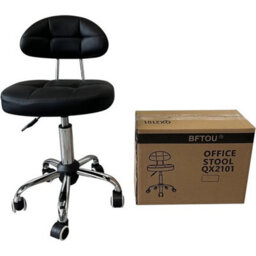 Height Adjustable Black Swivel Stool On Wheels - thumbnail 5