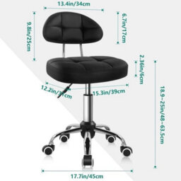Height Adjustable Black Swivel Stool On Wheels - thumbnail 2