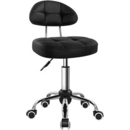 Height Adjustable Black Swivel Stool On Wheels - thumbnail 3