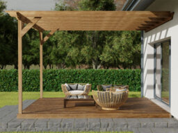 Arbor Garden Solutions Wall Mounted Pergola And Decking Complete Diy Kit, Orchid Design (4.2M X 4.2M, Rustic Brown Finish) - thumbnail 4