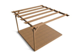 Arbor Garden Solutions Wall Mounted Pergola And Decking Complete Diy Kit, Orchid Design (4.2M X 4.2M, Rustic Brown Finish) - thumbnail 2