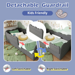 Matteo Grey Linen Daybed & Trundle Bed, 3Ft Single Upholstered Sofa Bed With Pull-Out Guest Bed For Small Spaces (Mattress Not Incl.) - thumbnail 3