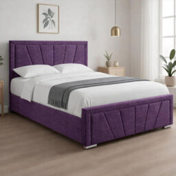 Naples Purple Upholstered Sunrise Super King Size Bed Frame, Modern Luxury Floor-Standing Headboard & Footboard - thumbnail 2