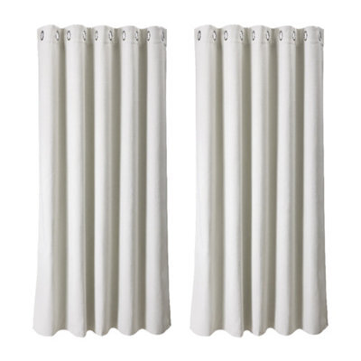 Living And Home White 2-Piece Blackout Chenille Blinds, 117Cm X 183Cm - image 1