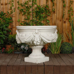 Large White/cream Draped Georgian Style Vase Planter Urn - thumbnail 8