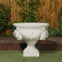 Large White/cream Draped Georgian Style Vase Planter Urn - thumbnail 3