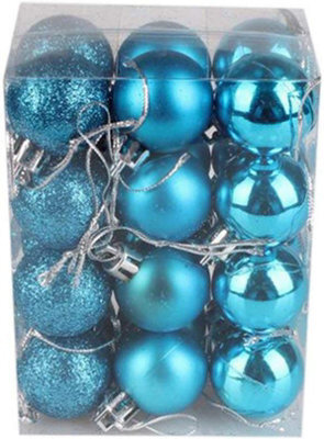 Shatchi 30mm/12Pcs Christmas Baubles Shatterproof Teal Blue,tree Decorations - image 1