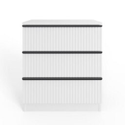 FWSTYLE Ripple Effect White 3 Drawer Chest Of Drawers Nightstand Scalloped Fronts - thumbnail 6