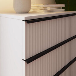 FWSTYLE Ripple Effect White 3 Drawer Chest Of Drawers Nightstand Scalloped Fronts - thumbnail 2