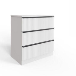 FWSTYLE Ripple Effect White 3 Drawer Chest Of Drawers Nightstand Scalloped Fronts - thumbnail 4