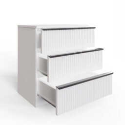 FWSTYLE Ripple Effect White 3 Drawer Chest Of Drawers Nightstand Scalloped Fronts - thumbnail 5