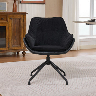 Abrihome Home Office Chair Artificial Leather Armchair, Low Seat Vanity Chair Ideal For Living Room Bedroom And Study - image 1