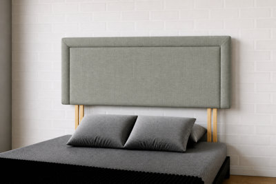 "Urban Textures - Porto Luxury 20"" High Linen Fabric Upholstered Bed Headboard - Silver" - image 1