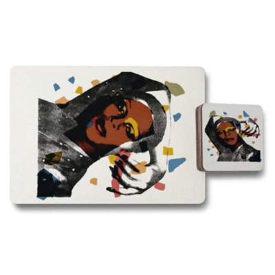 Benjamin Tate Design Abstract Art Placemat And Coaster Set With Wood Base Limited Edition Designer Collection - image 1