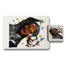 Benjamin Tate Design Abstract Art Placemat And Coaster Set With Wood Base Limited Edition Designer Collection - thumbnail 1
