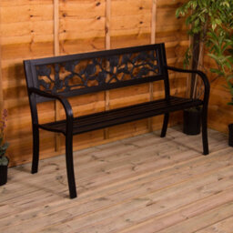 Lassic Garden Vida 3 Seater 125Cm Wide Rose Style Steel Garden Outdoor Bench