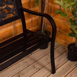 Lassic Garden Vida 3 Seater 125Cm Wide Rose Style Steel Garden Outdoor Bench - thumbnail 6