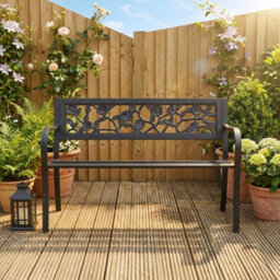 Lassic Garden Vida 3 Seater 125Cm Wide Rose Style Steel Garden Outdoor Bench - thumbnail 9
