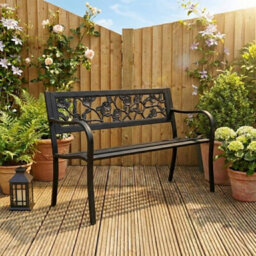 Lassic Garden Vida 3 Seater 125Cm Wide Rose Style Steel Garden Outdoor Bench - thumbnail 8