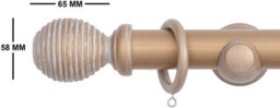 A.unique Home Ribbed Wooden Curtain Pole With Rings And Fittings - 35mm - 240Cm - Light Bronze - thumbnail 3