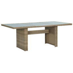 Walplus Garden Dining Table Brown 200X100X74 Cm Glass And Poly Rattan