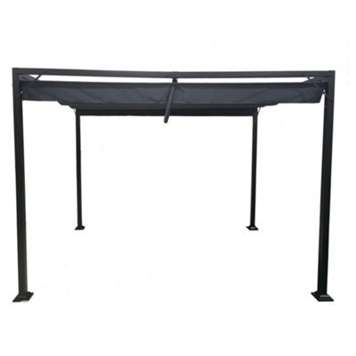 Jack Stonehouse Outdoor Free Standing Pergola - Retractable Water-Resistant Roof Canopy & Steel Frame. For Sun, Bbq, Parties - Beige - 3M X 2.15M