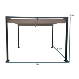 Jack Stonehouse Outdoor Free Standing Pergola - Retractable Water-Resistant Roof Canopy & Steel Frame. For Sun, Bbq, Parties - Beige - 3M X 2.15M - thumbnail 8