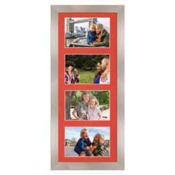 AK Frames 50X20Cm Aluminum Modern Multi Photo Frame With Poppy Red Mount - Holds 4 Apertures (4X) 6X4 Photos - thumbnail 1