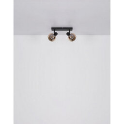 Luminosa Lighting Luminosa Tokki Twin Ceiling Spotlight Matt Black Amber Glass Shade 2X E14 - thumbnail 7