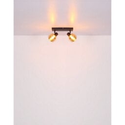 Luminosa Lighting Luminosa Tokki Twin Ceiling Spotlight Matt Black Amber Glass Shade 2X E14 - thumbnail 6