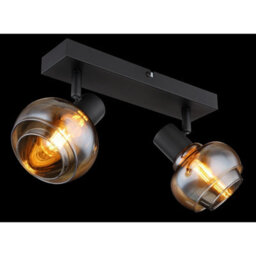 Luminosa Lighting Luminosa Tokki Twin Ceiling Spotlight Matt Black Amber Glass Shade 2X E14 - thumbnail 5