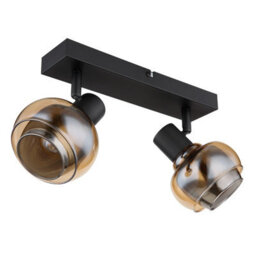 Luminosa Lighting Luminosa Tokki Twin Ceiling Spotlight Matt Black Amber Glass Shade 2X E14 - thumbnail 2