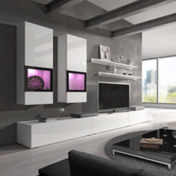 "Arte Baros 10 Entertainment Unit For Tvs Up To 75"" In White Gloss - W2700mm H260mm + 1000mm D410mm, Modern And Sophisticated" - thumbnail 2