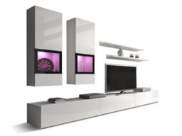 "Arte Baros 10 Entertainment Unit For Tvs Up To 75"" In White Gloss - W2700mm H260mm + 1000mm D410mm, Modern And Sophisticated"