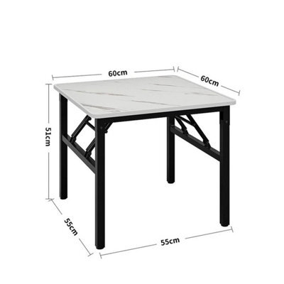 White Marble-80Cm Foldable Square Marble Dining Table Metal Frame - image 1