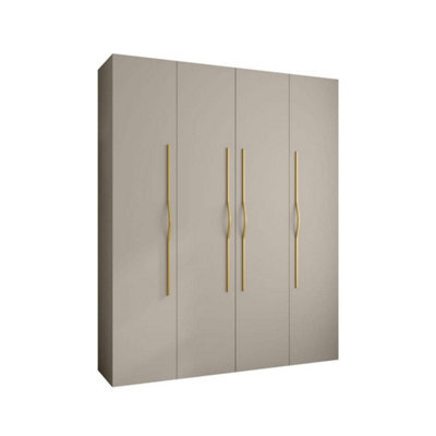 Arte Elegant Cashmere Como Ii Hinged Door Wardrobe H2460mm W2000mm D500mm, Four Doors, Sixteen Shelves, Two Hanging Rails, Gold Handles - image 1