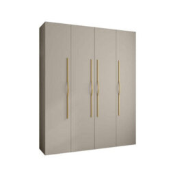 Arte Elegant Cashmere Como Ii Hinged Door Wardrobe H2460mm W2000mm D500mm, Four Doors, Sixteen Shelves, Two Hanging Rails, Gold Handles - thumbnail 1