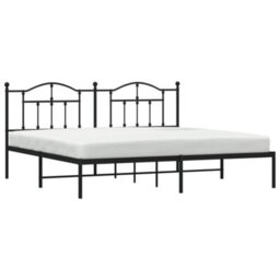 Berkfield Metal Bed Frame With Headboard Black 193X203 Cm - thumbnail 3
