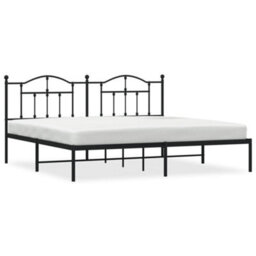 Berkfield Metal Bed Frame With Headboard Black 193X203 Cm - thumbnail 2