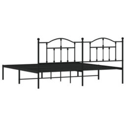Berkfield Metal Bed Frame With Headboard Black 193X203 Cm - thumbnail 7
