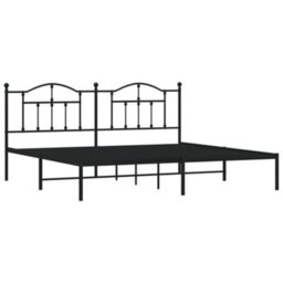 Berkfield Metal Bed Frame With Headboard Black 193X203 Cm - thumbnail 4