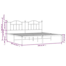 Berkfield Metal Bed Frame With Headboard Black 193X203 Cm - thumbnail 9