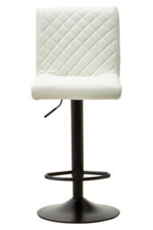 Orsina  Elegant High Back White Leather Effect Bar Chair, Diamond Tufted Bar Chair, High Back Modern Bar Stool - thumbnail 1