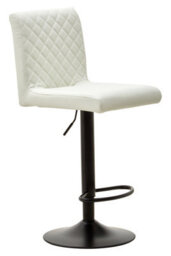 Orsina  Elegant High Back White Leather Effect Bar Chair, Diamond Tufted Bar Chair, High Back Modern Bar Stool - thumbnail 2