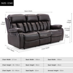 More4Homes Chester Manual High Back Luxury Bond Grade Leather Recliner 3 Seater Sofa (Brown) - thumbnail 9