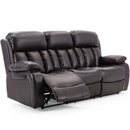 More4Homes Chester Manual High Back Luxury Bond Grade Leather Recliner 3 Seater Sofa (Brown) - thumbnail 3