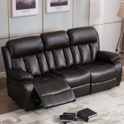 More4Homes Chester Manual High Back Luxury Bond Grade Leather Recliner 3 Seater Sofa (Brown) - thumbnail 7